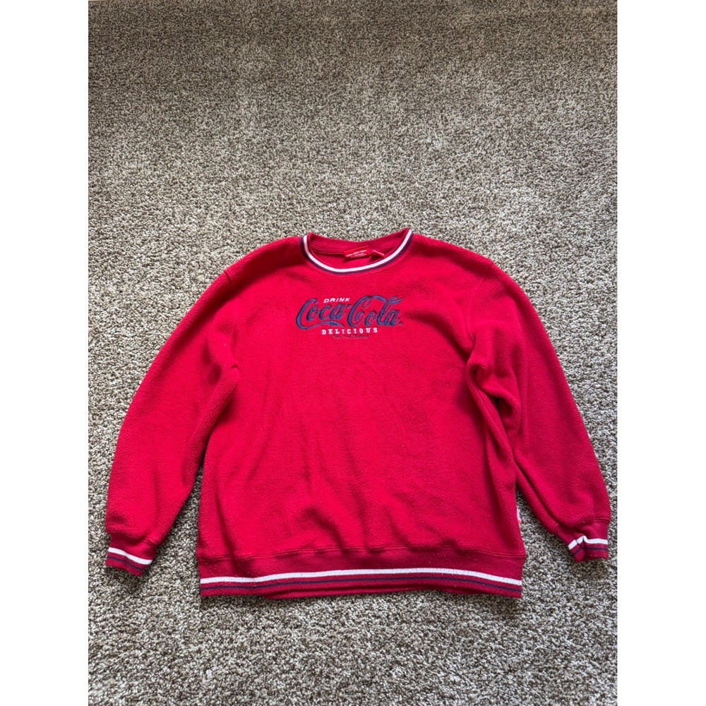 Vintage Coca Cola Red Crewneck Sweatshirt Womens L 11/13 Embroidered Varsity